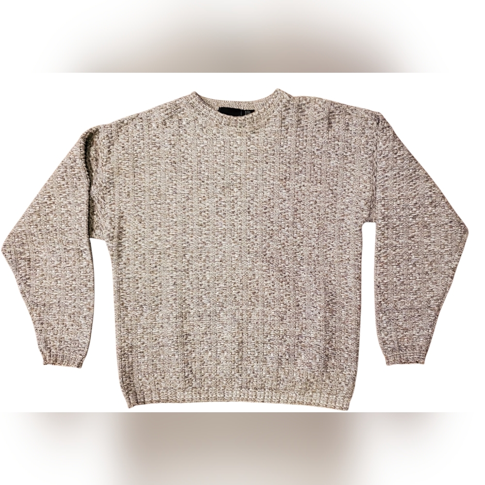 Bill Blass Sweater Pullover Men's Large USA Textured Cotton Knit Crew Neck